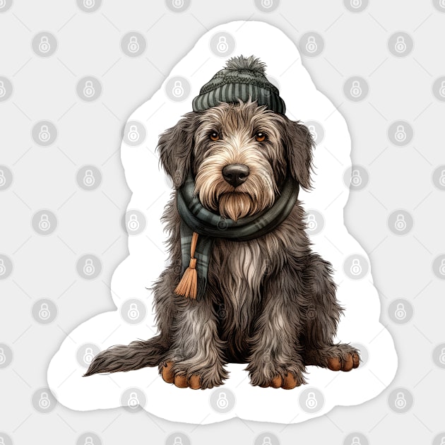 Winter Irish Wolfhound Dog Sticker by Chromatic Fusion Studio